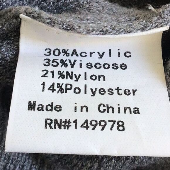 Elsie & Zoey Gray Cable Knit Sleeve Oversized Crew Neck Eco Friendly Sweater - Picture 16 of 16